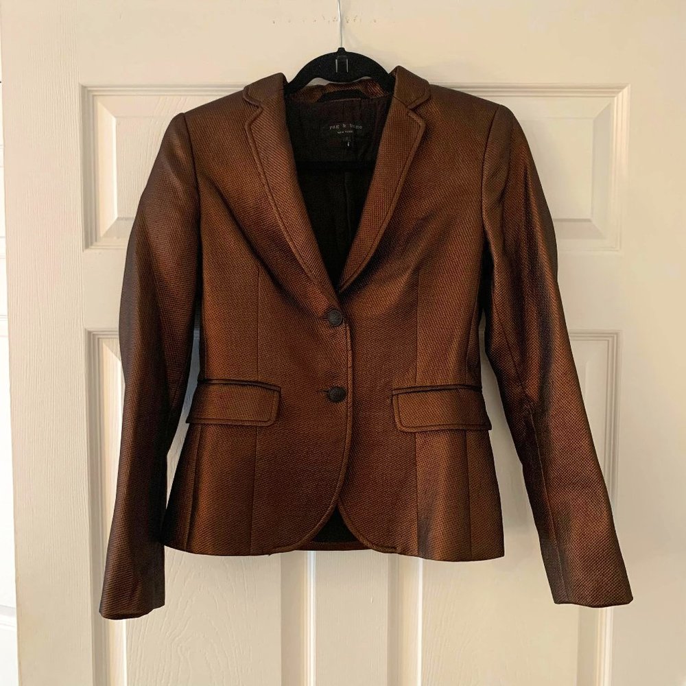 Rag & Bone Copper Metallic Blazer Jacket Size 2